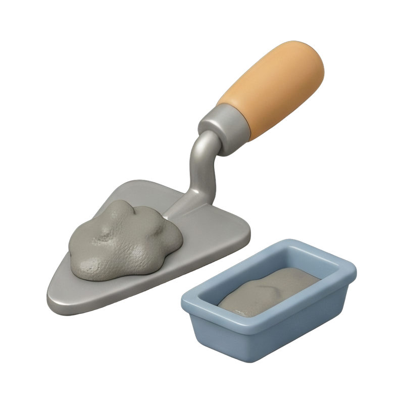 trowel with fresh mortar