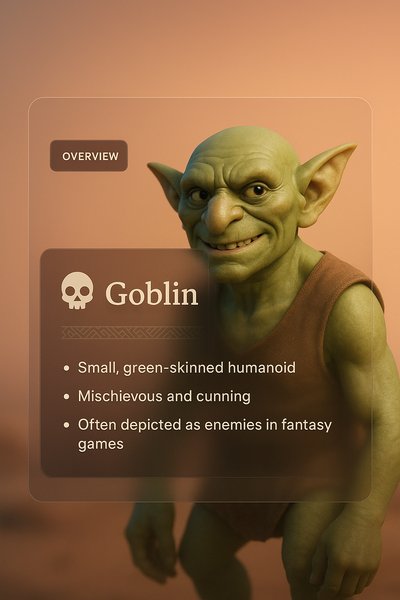 3D Goblin Illustration with Informative Overlay
