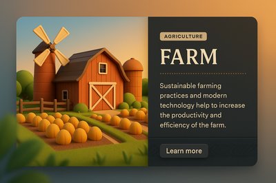 Creative Farm Web Page Design with 3D Elements