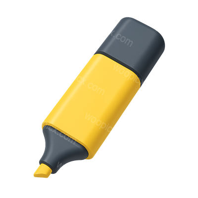 3D Highlighter Icon with Cap in Isometric View