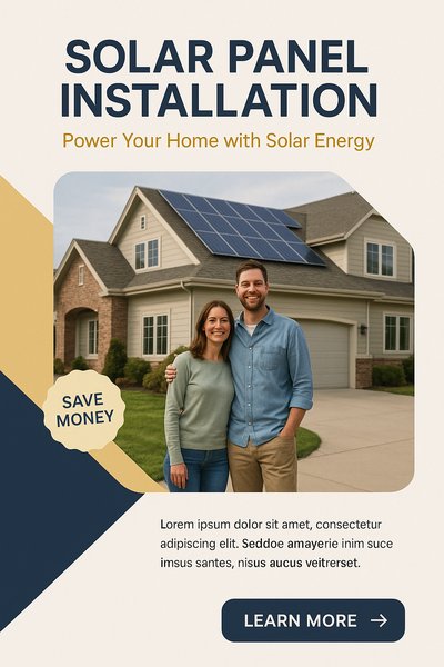 Happy Couple Promoting Solar Panel Installation at Home