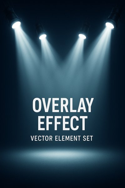 Dynamic Spotlights Illuminate a Dark Stage with Overlay Effects