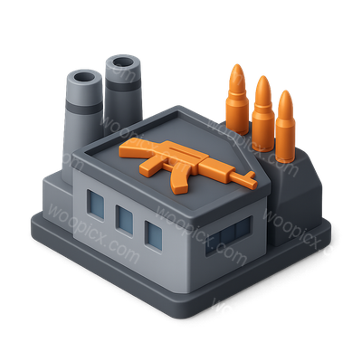 3D Industrial Icon Featuring Weaponry and Ammunition