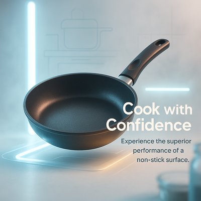 Promotional Image for Non-Stick Cookware Featuring Modern Design