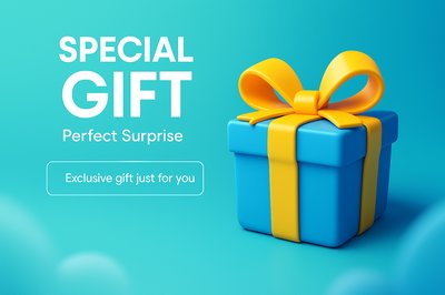 Stylish 3D Gift Box with Ribbon on Soft Gradient Background