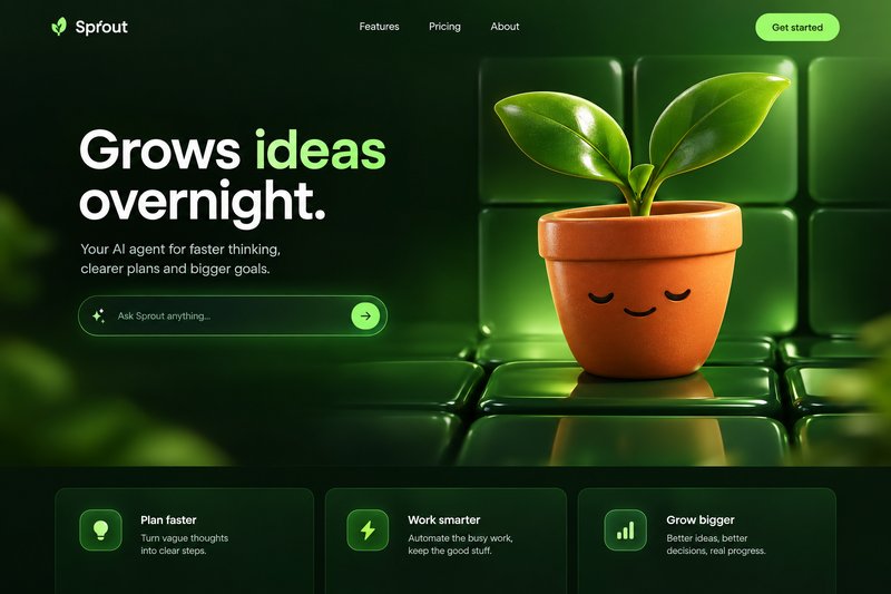 AI agent landing page design