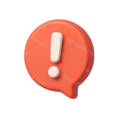 3D Alert Icon with Exclamation Mark in Speech Bubble Design
