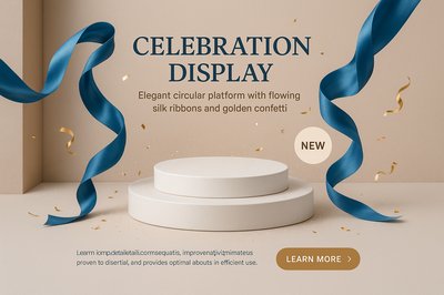 Elegant Celebration Display with Podium and Ribbons