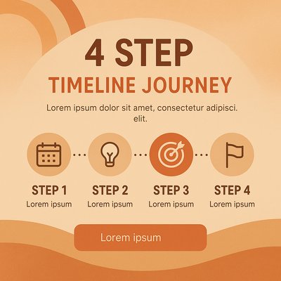 4 Step Timeline Journey Infographic in Boho Style