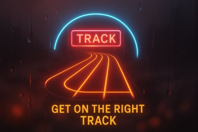 Neon Track Design with Glowing Accents and Depth Effects