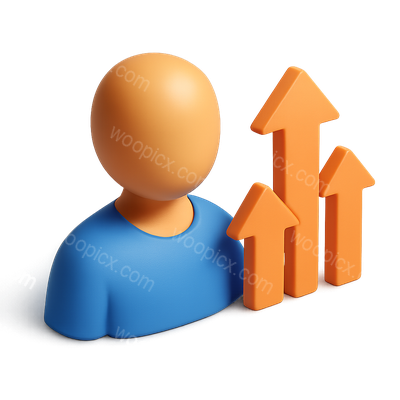 3D Icon of Person with Upward Arrows in Isometric View