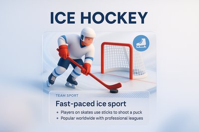 Dynamic 3D Ice Hockey Illustration with Informative Overlay