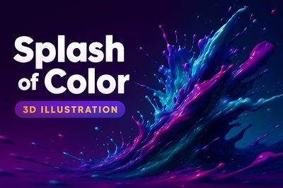 Vibrant Splash of Color in 3D Illustration