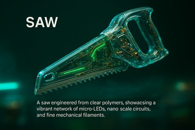 Hyperrealistic Saw Design with Glowing Micro-LEDs and Polymers