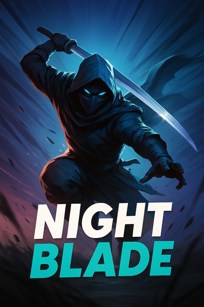 Dynamic Night Blade Illustration with Engaging Typography
