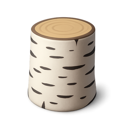 Stylized 3D Birch Icon with Isometric Design