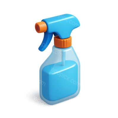 3D Window Cleaner Spray Bottle Icon with Transparent Background