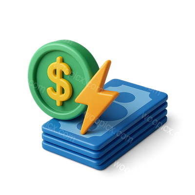 3D Icon Representing Flash Loans with Currency Symbol