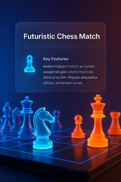 Futuristic Chess Match with Glowing Pieces and Dynamic Design