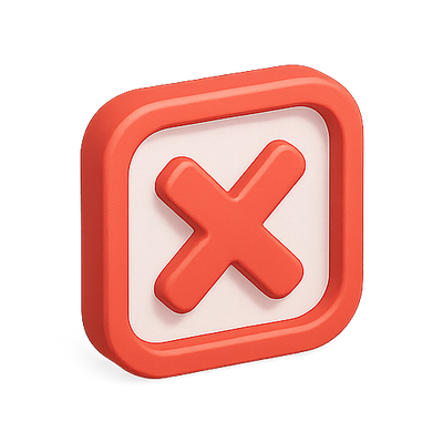 3D Cancel Icon with Rounded Edges in Red