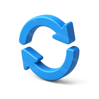 3D Rotating Icon with Arrows for Refresh Symbol
