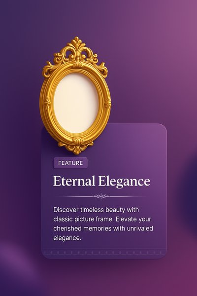 Elegant Antique Gold Picture Frame Design on Gradient Background