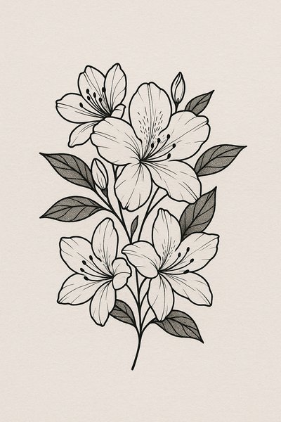 Elegant Floral Illustration in Black and White