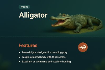 3D Alligator Illustration for Wildlife Landing Page