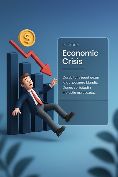 3D Illustration of Economic Crisis with Inflation Theme