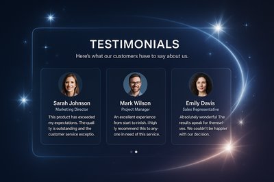 3D Transparent Testimonials Carousel Design