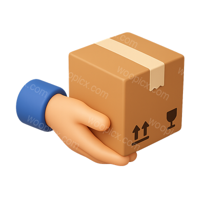 3D Icon of Hand Delivering a Package with Transparent Background