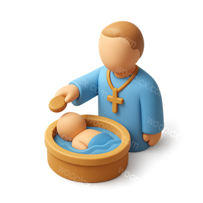 3D Baptism Icon with Transparent Background and Isometric View