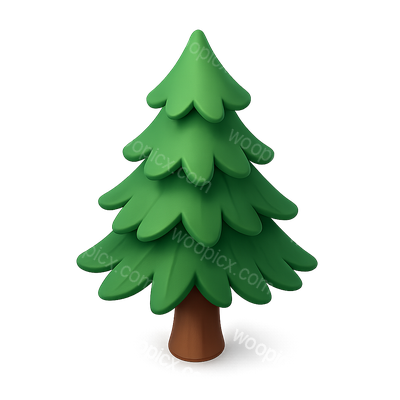 Stylized 3D Hemlock Tree Icon with Isometric Perspective