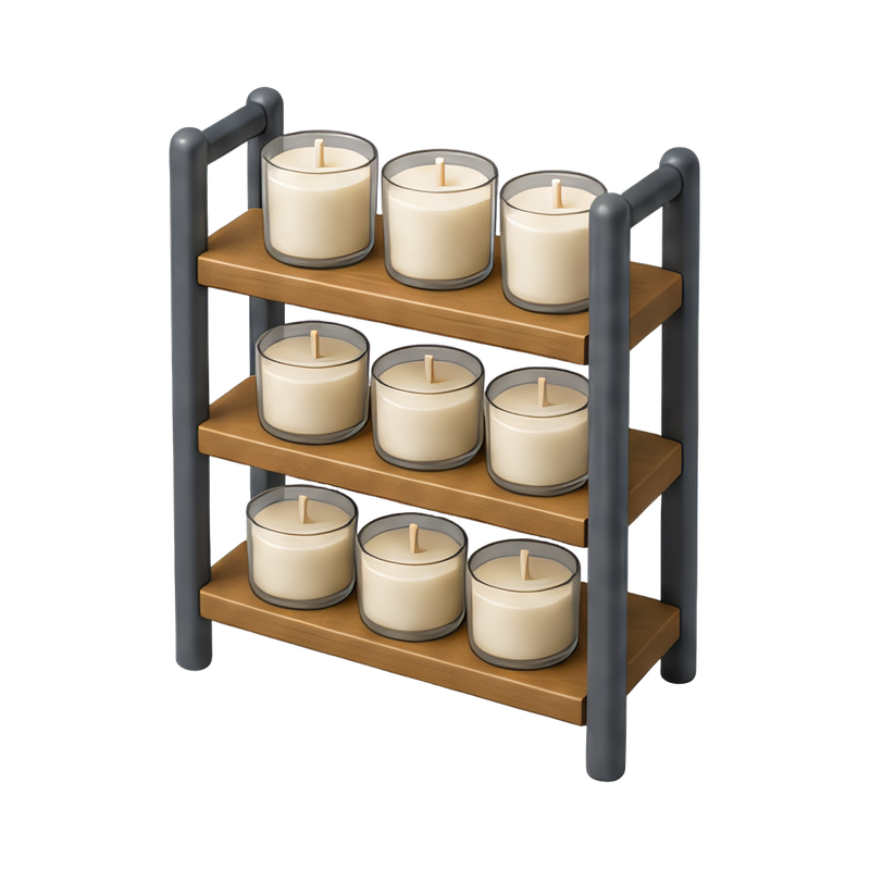 candle curing shelf display