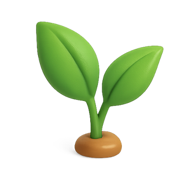 Stylized Plant Icon with Vibrant Green Leaves
