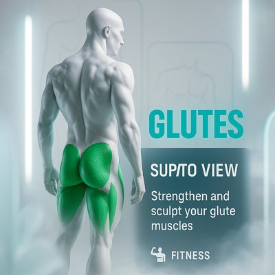 3D Anatomical Illustration of Glute Muscles for Fitness Education