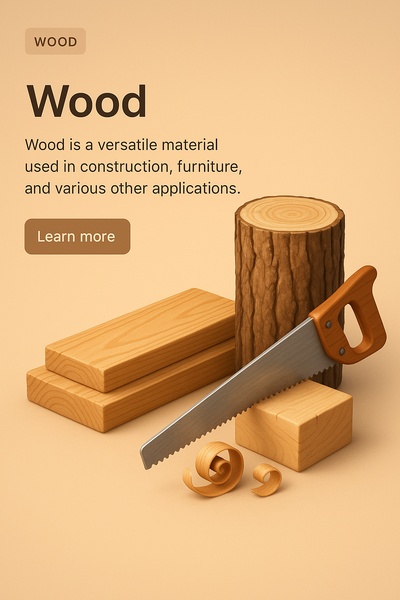 Detailed 3D Illustration of Wood Products and Tools