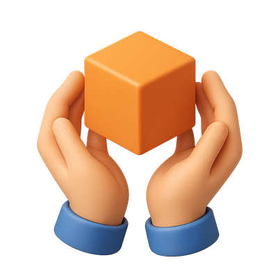 3D Cube Held in Hands with Volumetric Effect