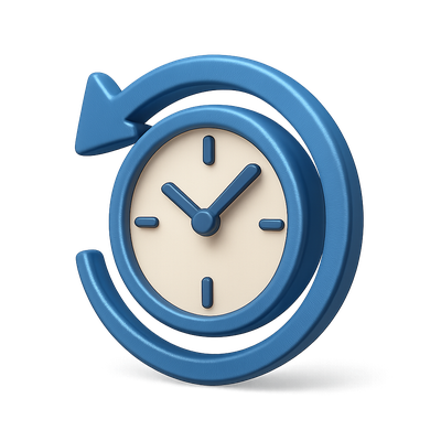 Stylish 3D Clock Icon with Circular Arrow Design