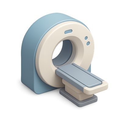 Stylized 3D MRI Scanner Icon on Transparent Background