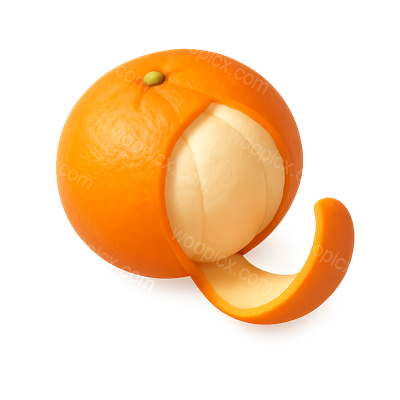 3D Tangerine Icon with Isometric Design and Transparent Background