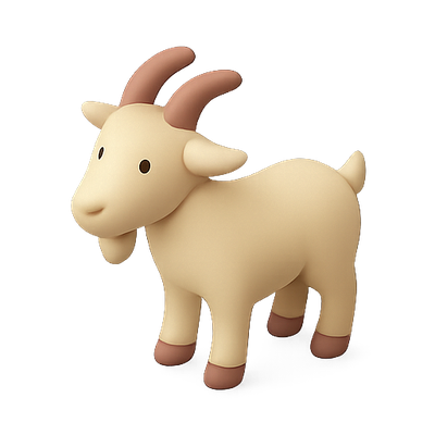Cute Cartoon Goat Character Design for Animation