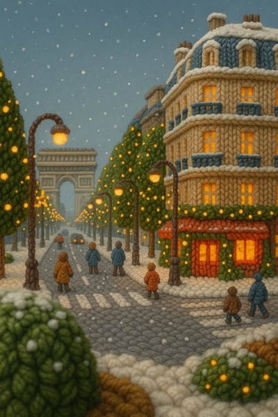 Winter Atmosphere on Champs-Élysées, Paris in 3D Texture