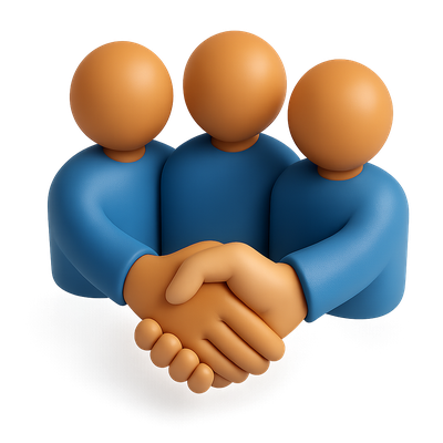 3D Icon Representing Coalition and Unity