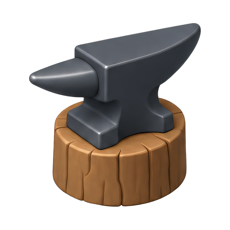 Anvil resting on wooden stump