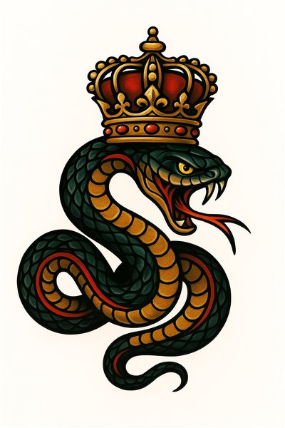 Majestic Snake with Crown Artwork Design