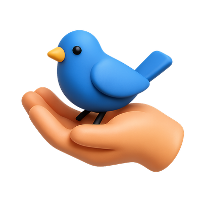 Stylized 3D Icon of a Bird in Hand