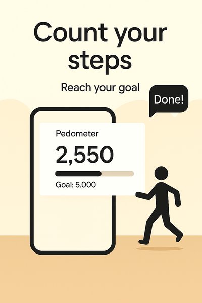 Fitness Tracking App Interface with Step Count