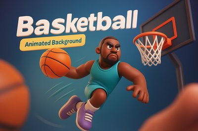 Dynamic 3D Basketball Illustration with Engaging Design