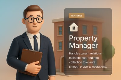 3D Illustration of a Property Manager on a Web Page Design